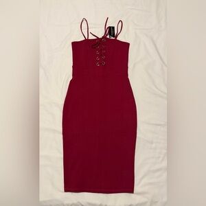 Fashion Nova Fuchsia Lace-Up Mini Dress